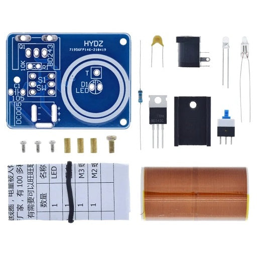 KIT Mini Bobina de Tesla BD243 9V ~ 12V DC, Ferretrónica