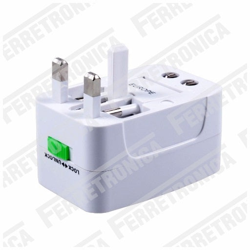 Adaptador Universal Viajero de enchufes US - AUS - NZ - UK - Europa, Ferretrónica
