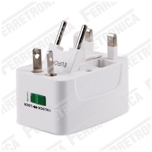 Adaptador Universal Viajero de varios enchufes US - AUS - NZ - UK - Europa, Ferretrónica