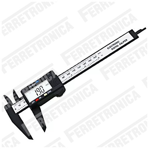 Calibrador Vernier Digital con LCD Pie de Rey 6 pulgadas - 150mm con Bateria LR44, Ferretrónica