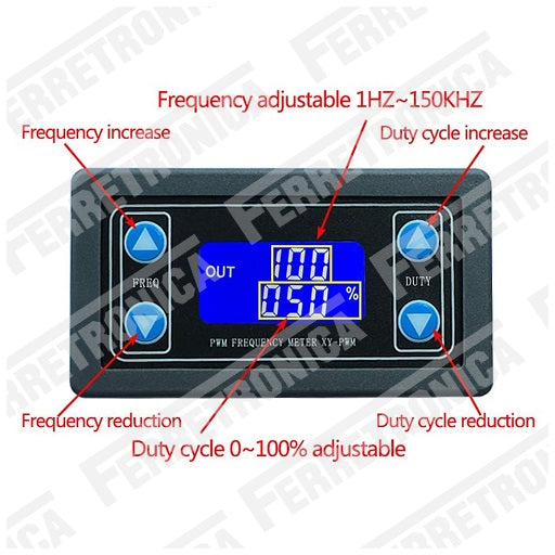 Descripcion Modulo Generador de Señales PWM 1 Hz ~ 150 KHz XY-PWM, Ferretrónica