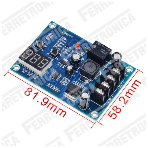 Dimensiones Modulo Control y Cargador de Baterias 12V ~ 24V XH-M603, Ferretrónica