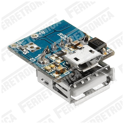 Modulo Carga micro usb y Descarga usb Baterías Litio 18650 TP5400 5V - 1.2A similar a TP4056 Power Bank 2 en 1, Ferretrónica