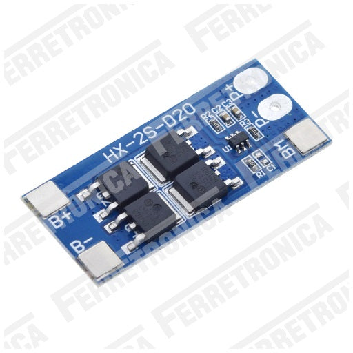 Modulo de Carga y descarga con balanceador de baterias de Litio Lipo 18650 de 2 Celdas 2S 10A HX-2S-D20 7.4V Sobrecarga de Pilas Litio, Ferretrónica