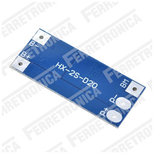 Modulo de Carga y descarga con balanceador de baterias de Litio y Lipo 18650 de 2 Celdas 2S 10A HX-2S-D20 7.4V Sobrecarga de Pilas Litio, Ferretrónica