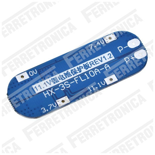 Modulo de Carga y descarga con balanceador de baterias de Litio y Lipo 18650 de 3 Celdas 3S 10A HX-3S-FL10A-A 11.1V Sobrecarga de Pilas Litio, Ferretrónica