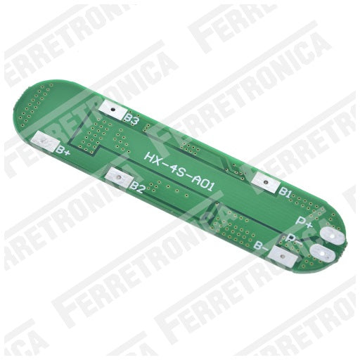Modulo de Carga y descarga con balanceador de baterias de Litio y Lipo 18650 de 4 Celdas 4S 12A HX-4S-A01 14.8V Sobrecarga de Pilas Litio, Ferretrónica