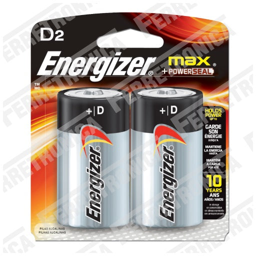 Par de Pilas Tipo D Alcalina 2 Baterias Energizer, ferretrónica