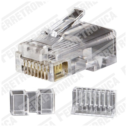 plug rj45 metalico blindado cat 6e de ponchar para cable de red utp, ferretrónica