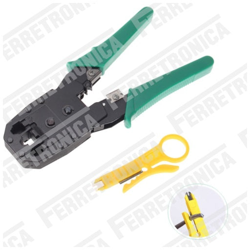 ponchadora para cable y conectores plug rj9, rj11, rj12 y rj45, ferretrónica