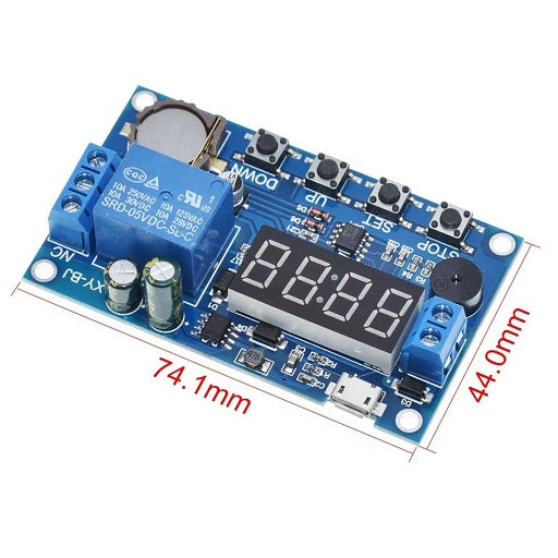Dimensiones Modulo Temporizador Ajustable Programable con Relay, Ferretrónica