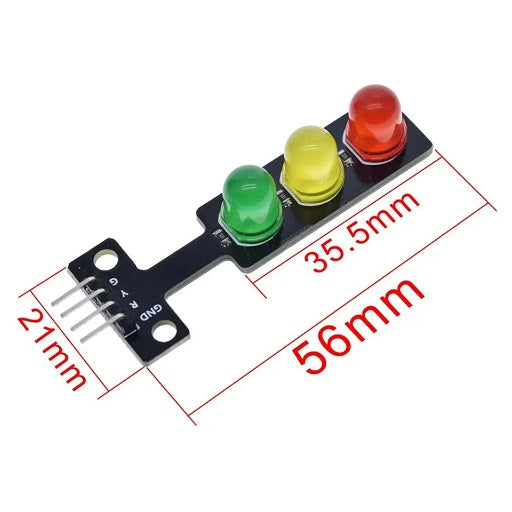 Dimensiones Modulo de Luces Led Tipo Semaforo Compatible con Arduino, Ferretrónica