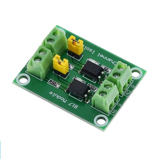 Modulo OptoAcoplador PC817 de 2 Canales 3.3V ~ 30V DC con Foto Transistor PC 817 Opto Acoplador, Ferretrónica