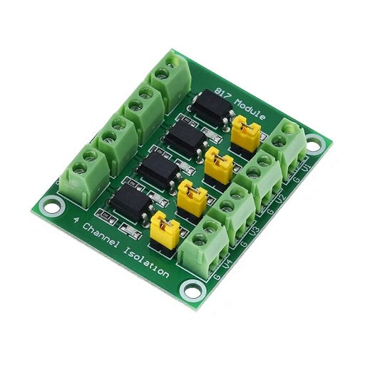 Modulo OptoAcoplador PC817 de 4 Canales 3.3V ~ 30V DC con Foto Transistor PC 817 Opto Acoplador, Ferretrónica