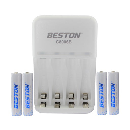 Bateria AAA Recargable 1.2V - 1100mA x4 Pilas + Cargador Beston C8006B, Ferretrónica