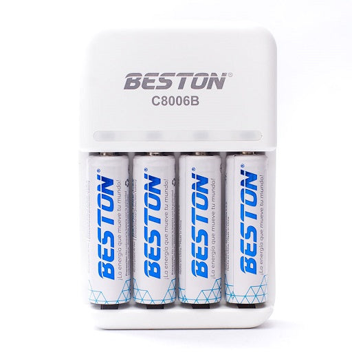 Bateria AA Recargable 1.2V - 1500mA x4 Pilas + Cargador, Ferretrónica