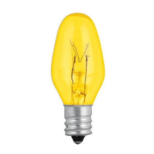 Bombillo Candelabro 120V AC Amarillo - Rosca E12 Tipo Vela Aji para Porta Lampara, Roseta, Portalampara de Rosca E-12, Ferretrónica