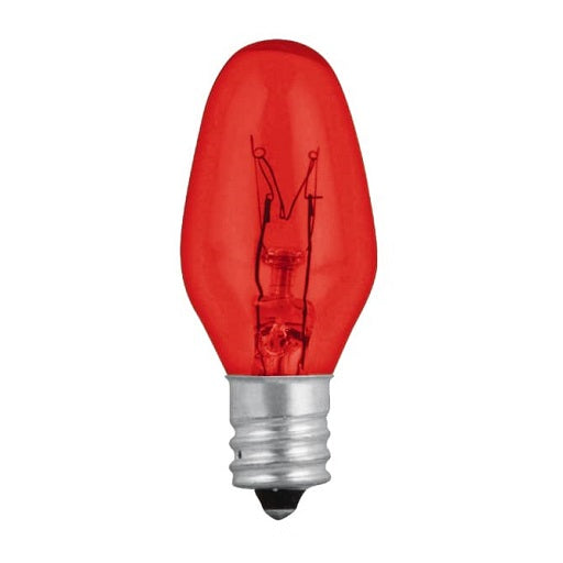Bombillo Candelabro 120V AC Rojo - Rosca E12 Tipo Vela Aji para Porta Lampara, Roseta, Portalampara de Rosca E-12, Ferretrónica