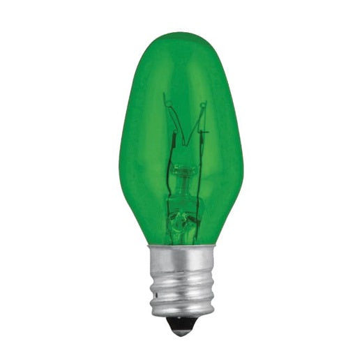 Bombillo Candelabro 120V AC Verde - Rosca E12 Tipo Vela Aji para Porta Lampara, Roseta, Portalampara de Rosca E-12, Ferretrónica