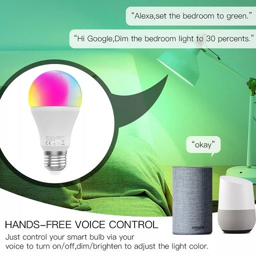 Bombillo Led Inteligente RGB 9W Rosca E27 por WiFi Cmpatible con Smart Life App y Tuya Bombilla Lampara Compatible con Amazon Alexa y Google Home, Ferretronica