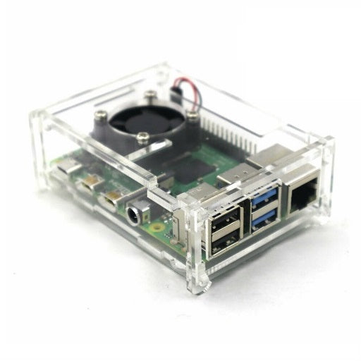 Caja Acrilica Transparente con Ventilador para Raspberry PI4, Ferretronica