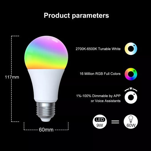 Caracteristicas Bombillo Led Inteligente RGB 9W Rosca E27 por ZigBee - Requiere HUB ZigBee Compatible con Smart Life App y Tuya Bombilla Lampara Compatible con Amazon Alexa y Google Home, Ferretrónica