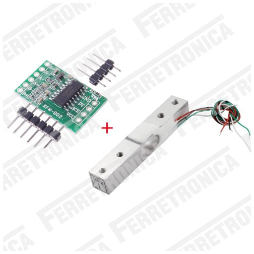 Celda de Carga 10Kg YZC-133 Sensor de Peso con Modulo Conversor Analogo a Digital de 24 Bits HX711, Ferretrónica