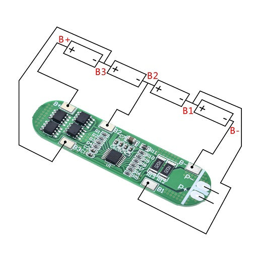 Conexion Modulo de Carga y descarga con balanceador de baterias de Litio Lipo 18650 de 4 Celdas 4S 12A HX-4S-A01 14.8V Sobrecarga de Pilas Litio, Ferretronica