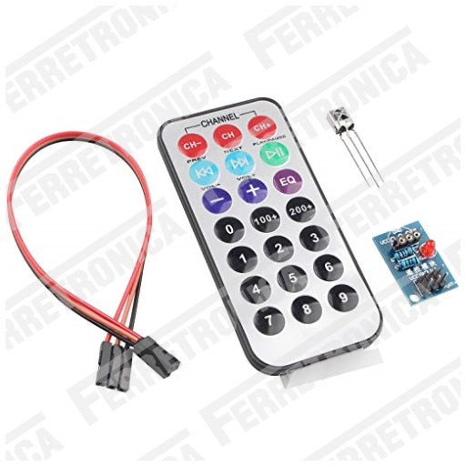 Control Remoto Infrarrojo con Receptor HX1838, 1838, VS1838B, VS1838 - 38 KHz compatible con Arduino, Ferretrónica