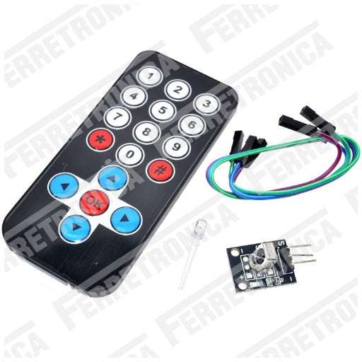 Control Remoto Infrarrojo con Receptor HX1838, 1838, VS1838, VS1838B - 38 KHz compatible con Arduino, Ferretrónica