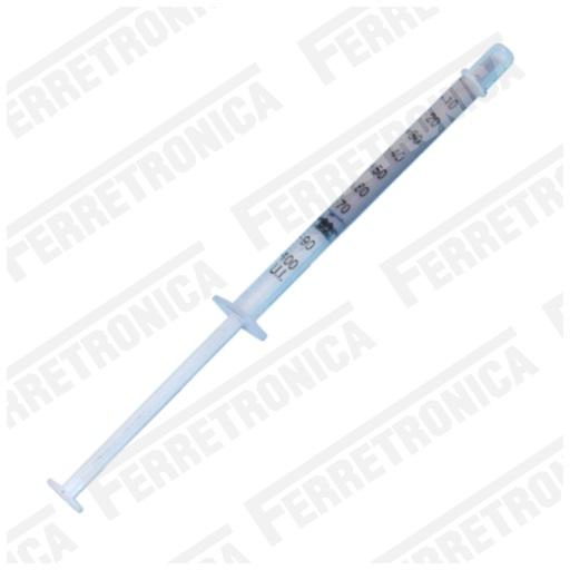Crema disipadora de calor color gris en base a plata en jeringa de 2 gr, ferretrónica