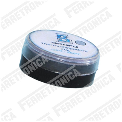 Crema disipadora de calor color gris en base a plata en pote de 20 gr, ferretrónica