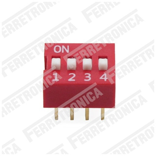 DIP Switch 4P Interruptor de 4 Posiciones - 2.54 mm, Ferretrónica