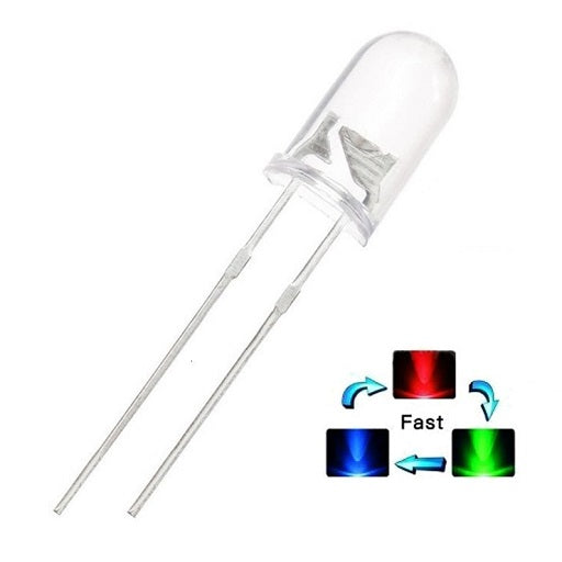 Diodo Led Chorro Multicolor RGB 5mm 2 Pines Automatico Parpadeo Rapido Fast Flash, Ferretrónica