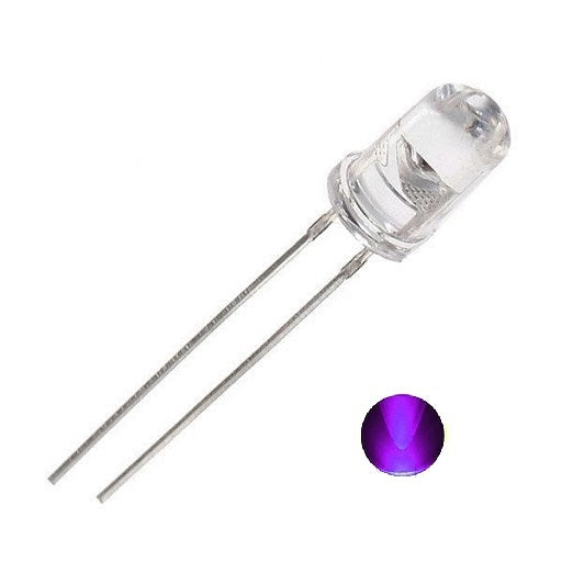 Diodo Led chorro ultrabrillante 5mm Ultravioleta UV, ferretronica