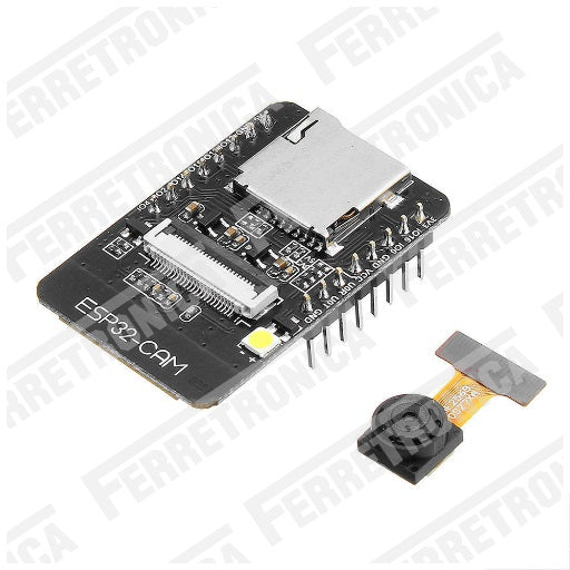 ESP32 CAM Modulo WiFi con Bluetooth y Camara OV2640 2MP ESP32-CAM + Cámara OV2640, Ferretrónica