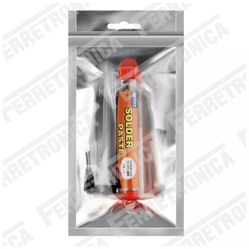 Empaque Soldadura de Estaño en Pasta 20 gr en Jeringa Sn63-Pb37 Estaño 63% Plomo 37% apto en BGA Reballing, Ferretrónica