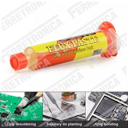 Flux en Pasta para Soldar en Jeringa de 20 gr utilizado en BGA - Reballing PCB SMD PGA, Ferretrónica