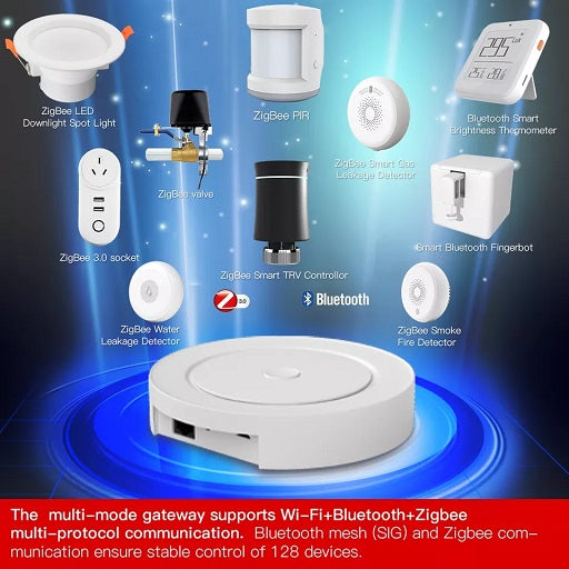 HUB Inteligente Multimodo ZigBee + Bluetooth + WiFi Compatible con las Aplicaciones Smart Life - Tuya Compatible con los asistentes de Voz de Amazon Alexa - Google Home, Ferretrónica
