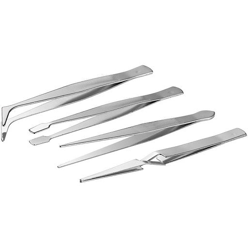 Kit Set Juego de 4 Pinzas de Presicion Electronica SMD Reparacion de Celulares Servicio Tecnico Montaje Superficial, Ferretrónica