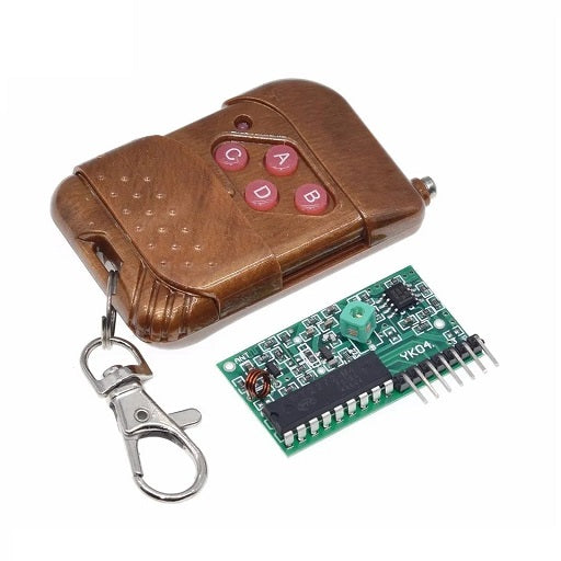 Kit control con receptor de radio frecuencia RF de 315 MHz PT2262 - PT2272 de 4 canales YK04, Ferretronica