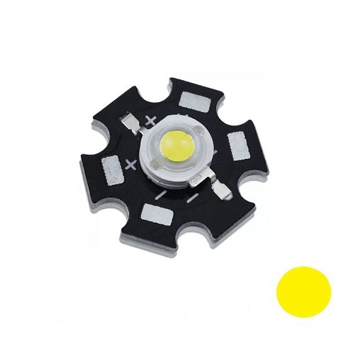 Led de Alta Potencia 3W con Disipador Color Amarillo, Ferretrónica