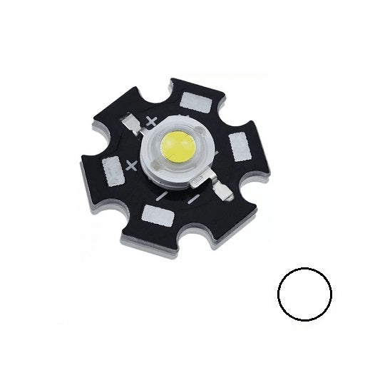 Led de Alta Potencia 3W con Disipador Color Blanco, Ferretrónica