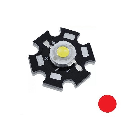 Led de Alta Potencia 3W con Disipador Color Rojo, Ferretrónica