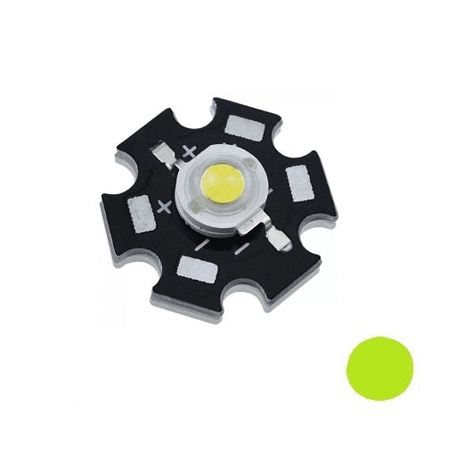 Led de Alta Potencia 3W con Disipador Color Verde, Ferretrónica