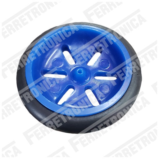 Llanta en Goma Para Proyectos 84 mm x 18 mm eje de 3 mm en forma D, Ferretrónica