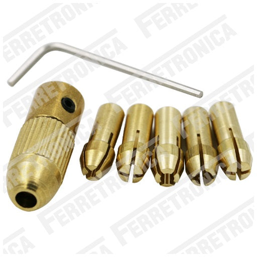 Juego De 7 Mini Portabrocas De Latón Para Herramientas Giratorias - Diámetros De 0.5 A 5.05 Mm, Ideal Para Proyectos DIY