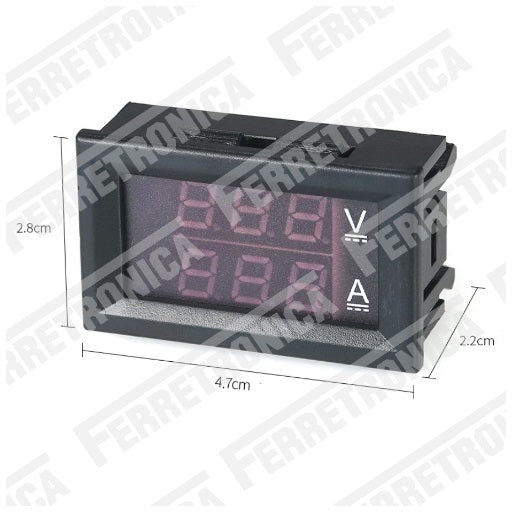 Medidas Voltimetro Amperimetro en DC (corriente continua CC) con capacidad 100 V - 10A con resistencia shunt, ferretrónica