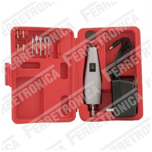 Mini Mototool con 16 Piezas 12V - 18W - 12000 RPM Mini Taladro de trabajo liviano Motor Tool , Ferretrónica