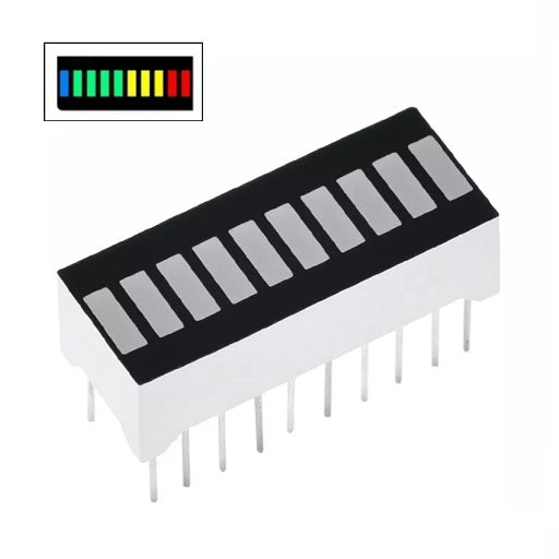 Modulo Led de 10 Segmentos - Barra de Luz Led Multicolor Apto en Vumetro, Barografo, Indicador de Bateria, Ferretrónica